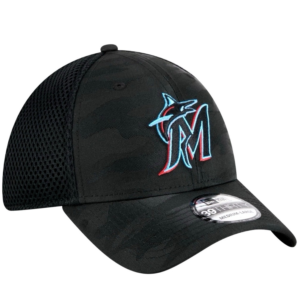 New Era Black Miami Marlins Subtle Camo 39THIRTY Flex Hat Cap (Sold out) - Picture 1 of 6